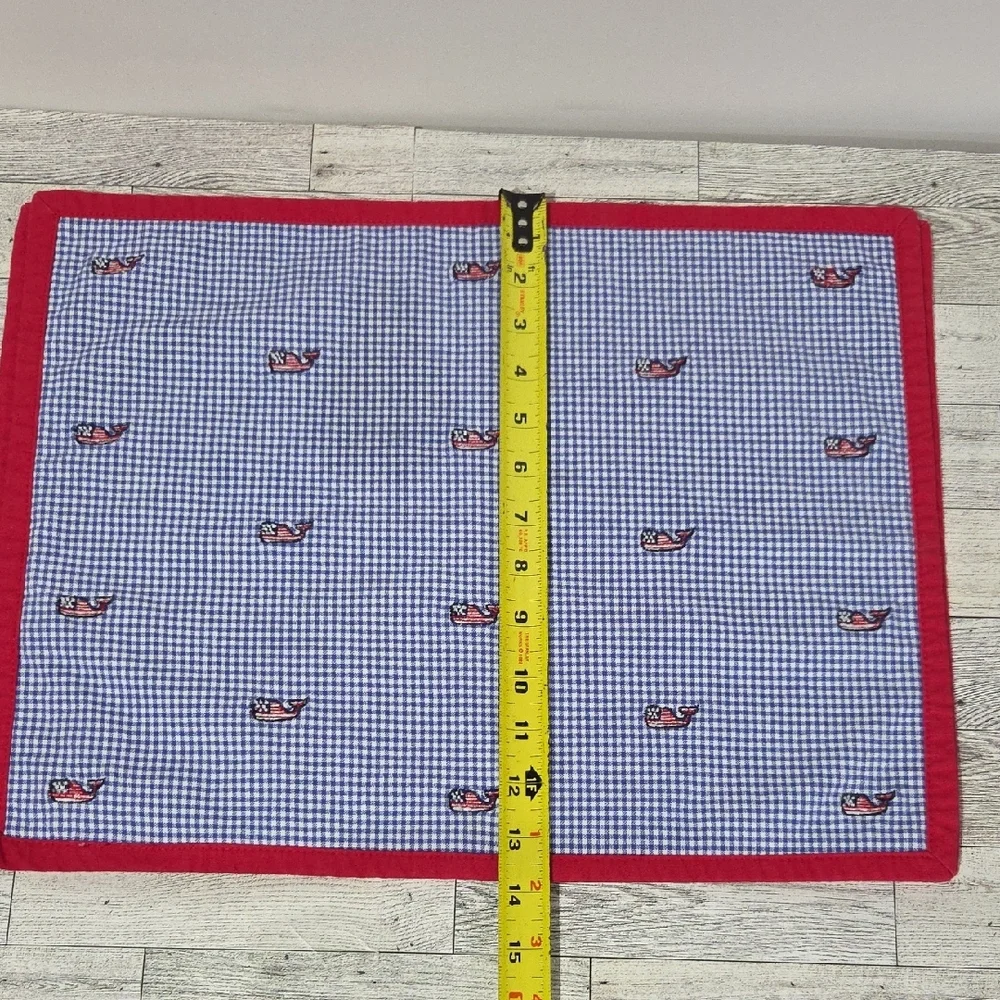Vineyard Vines Patriotic Blue Checkered Whale Placemats